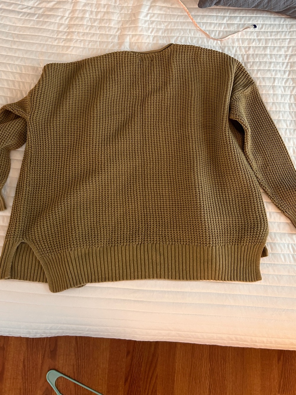 Chunky Open-Front Knit Cardigan in Olive green - Picture 5 of 5